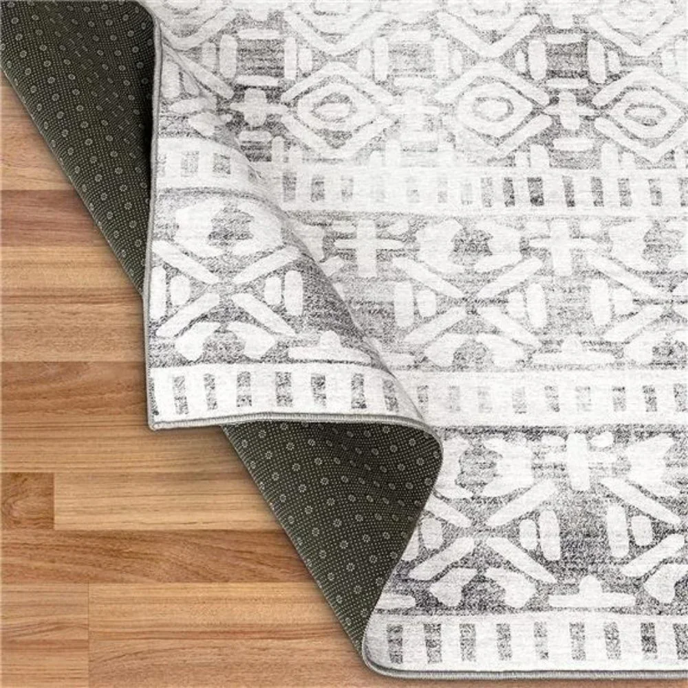 Machine Washable Rug - Stain Resistant - Light Gray Ivory, 3' x 5'